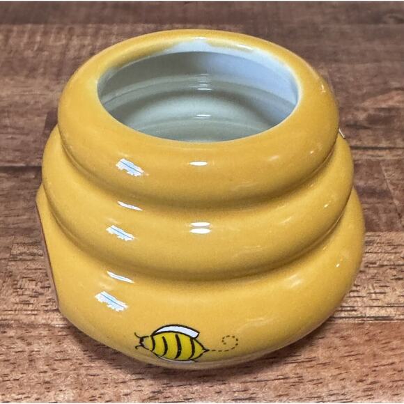 HONEY MIEL CERAMIC HONEY POT JAR WITH LID AND WOODEN HONEY STICK - Picture 5 of 8